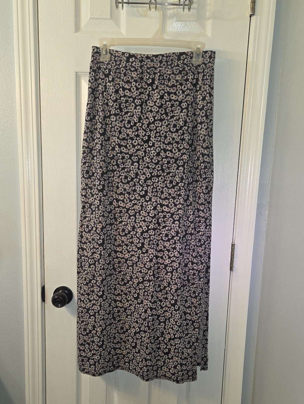 American Eagle Outfitters Black Maxi Skirt with White Floral Print